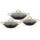 ÖZKENT GRANİT SAHAN 3'LÜ GRİ GOLD KULP TENCERE SETİ