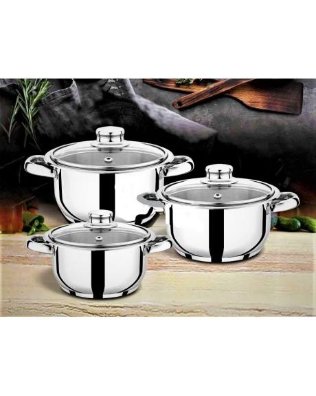 SOLE MİNA ÇELİK GÜVEÇ CAM KAPAK  TENCERE SETİ